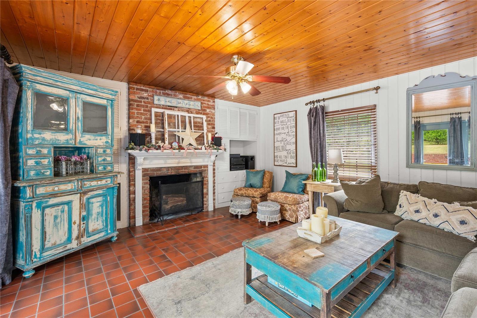 living room with fireplace