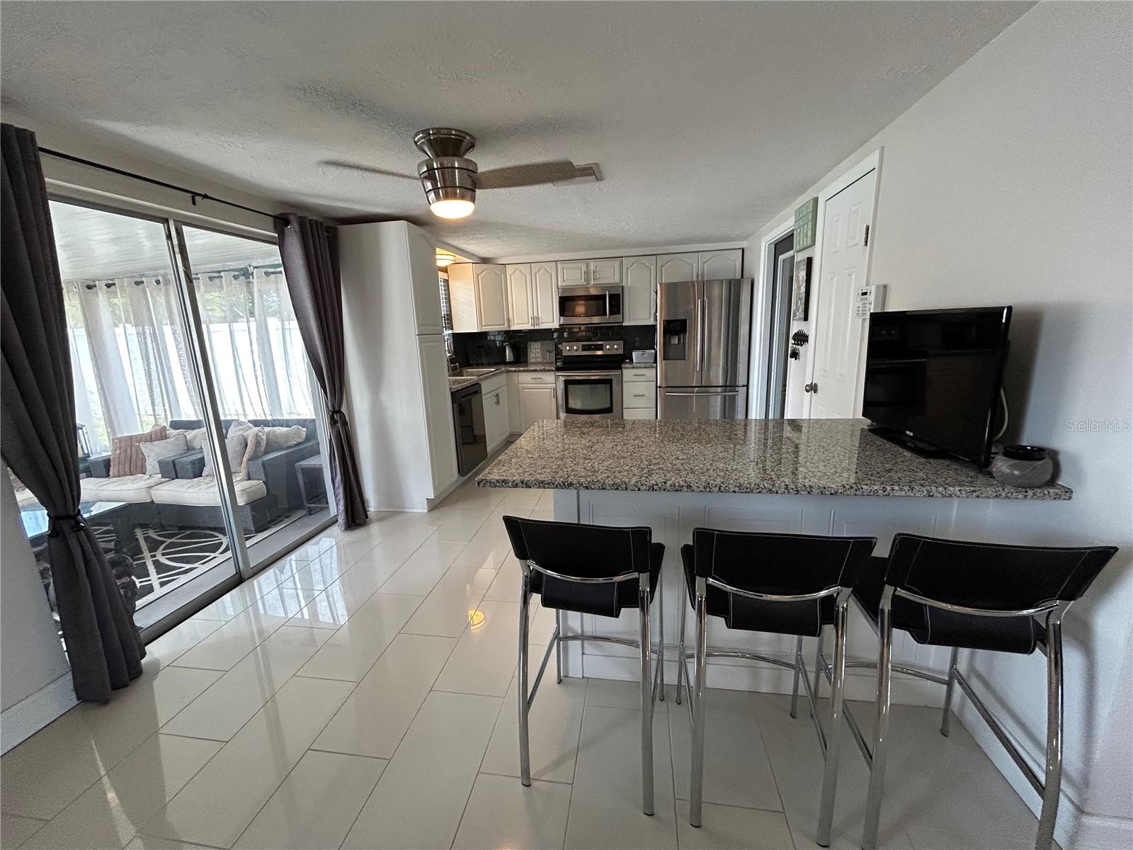 Additional counter seating area.