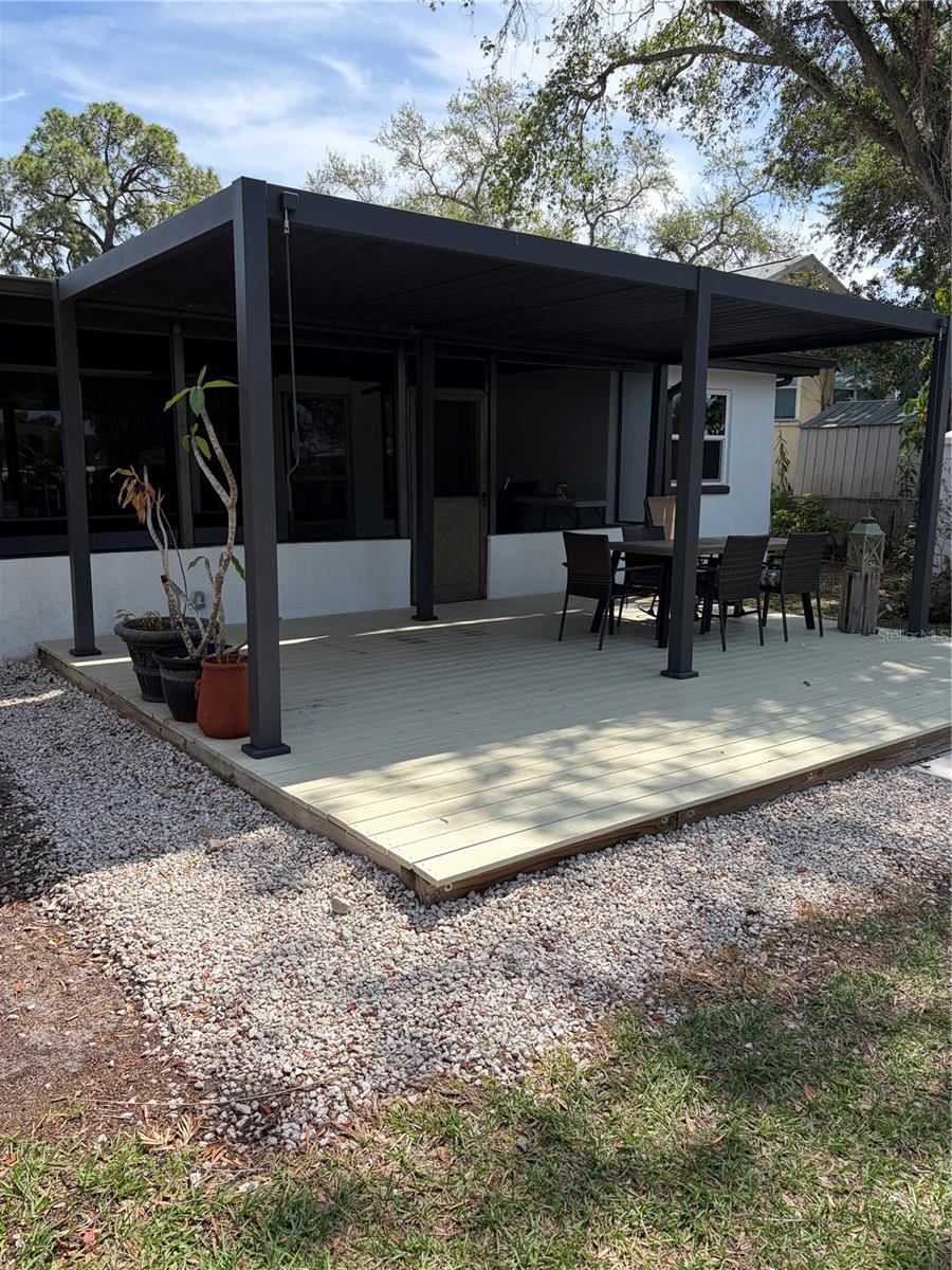 outside covered deck with an open or closed metal ceiling