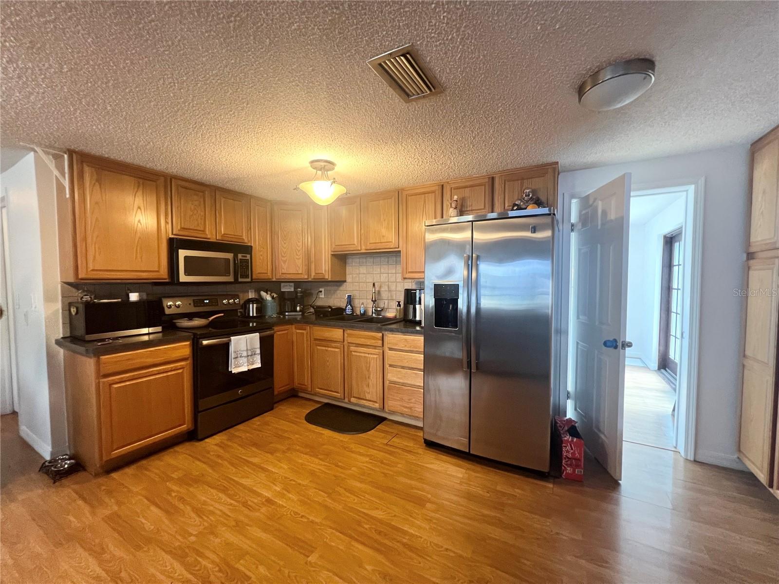 Kitchen view from garage door