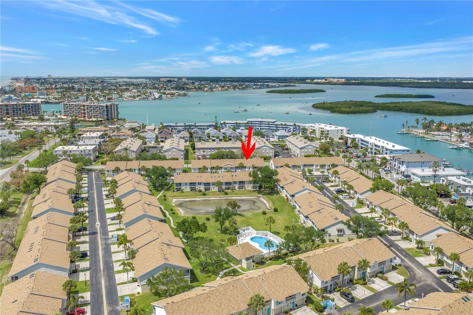 Johns Pass waterway inlet in back ground.  100 yards from community pool