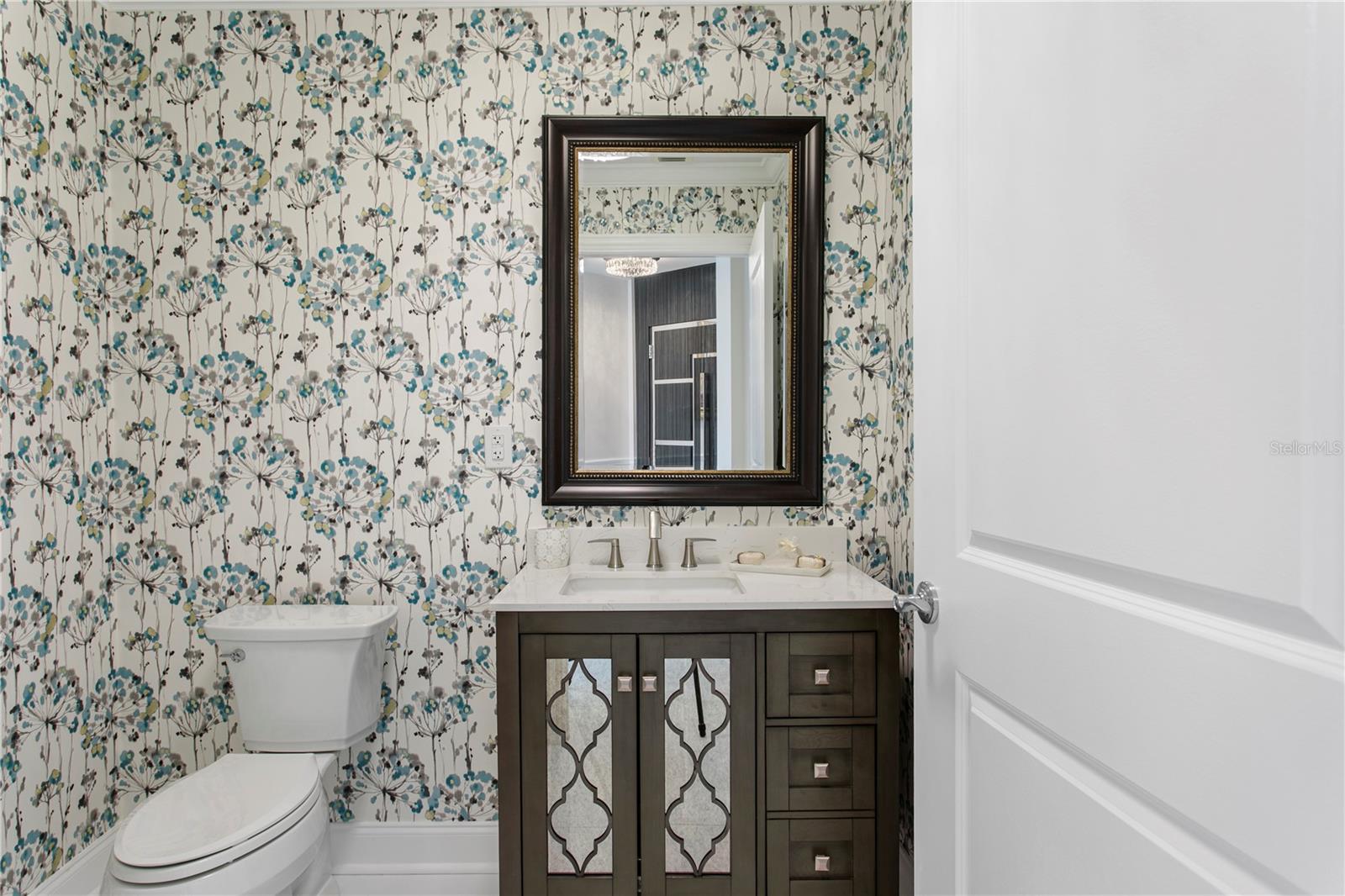 Stylish guest powder room