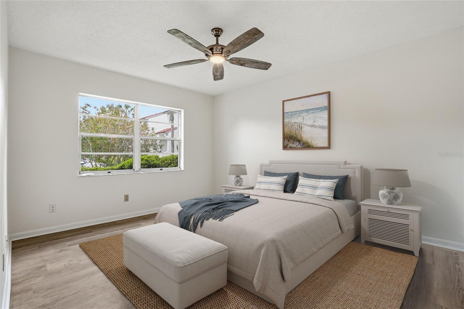 Virtually stage primary suite with lots of room