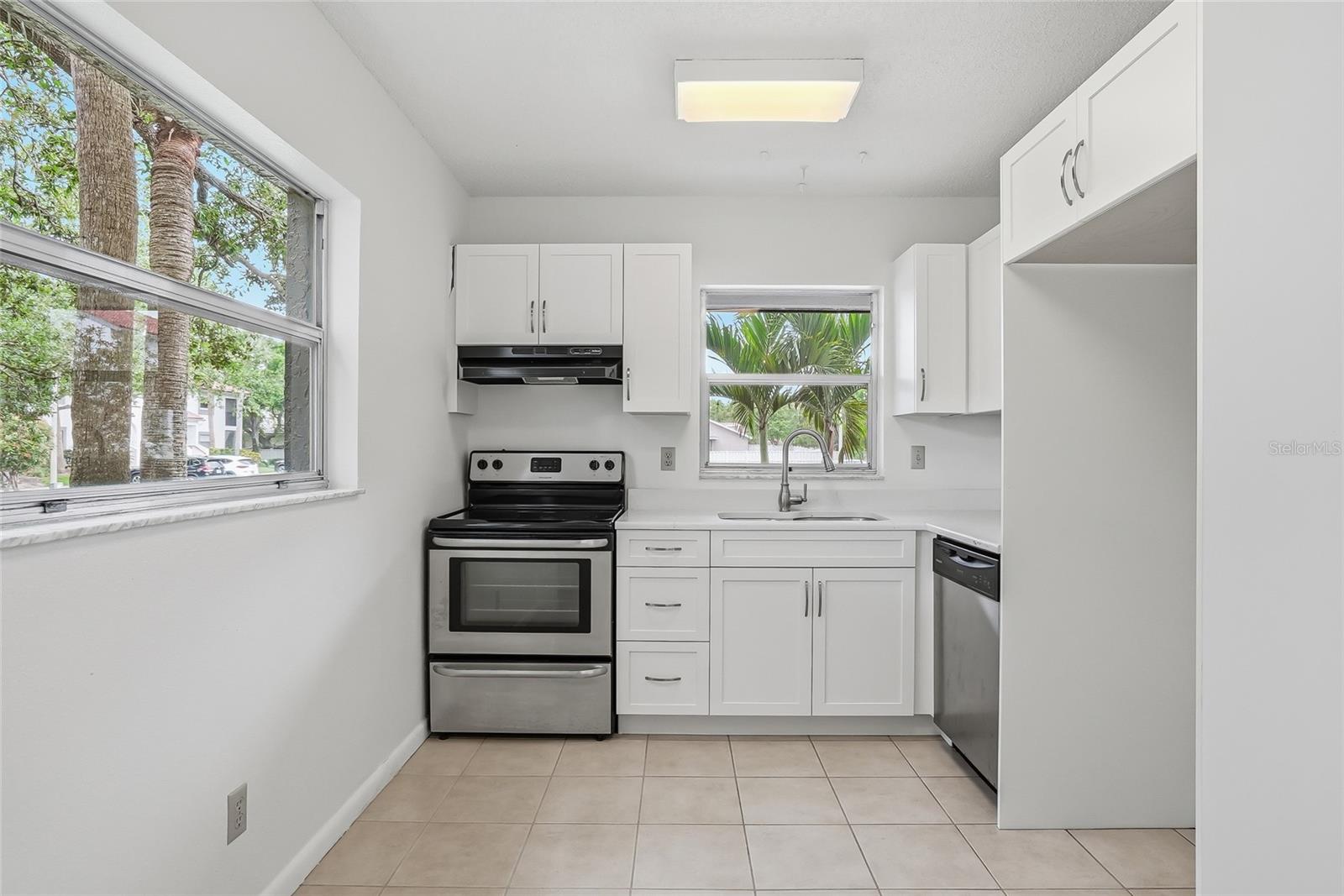 Lots of natural light in the kitchen