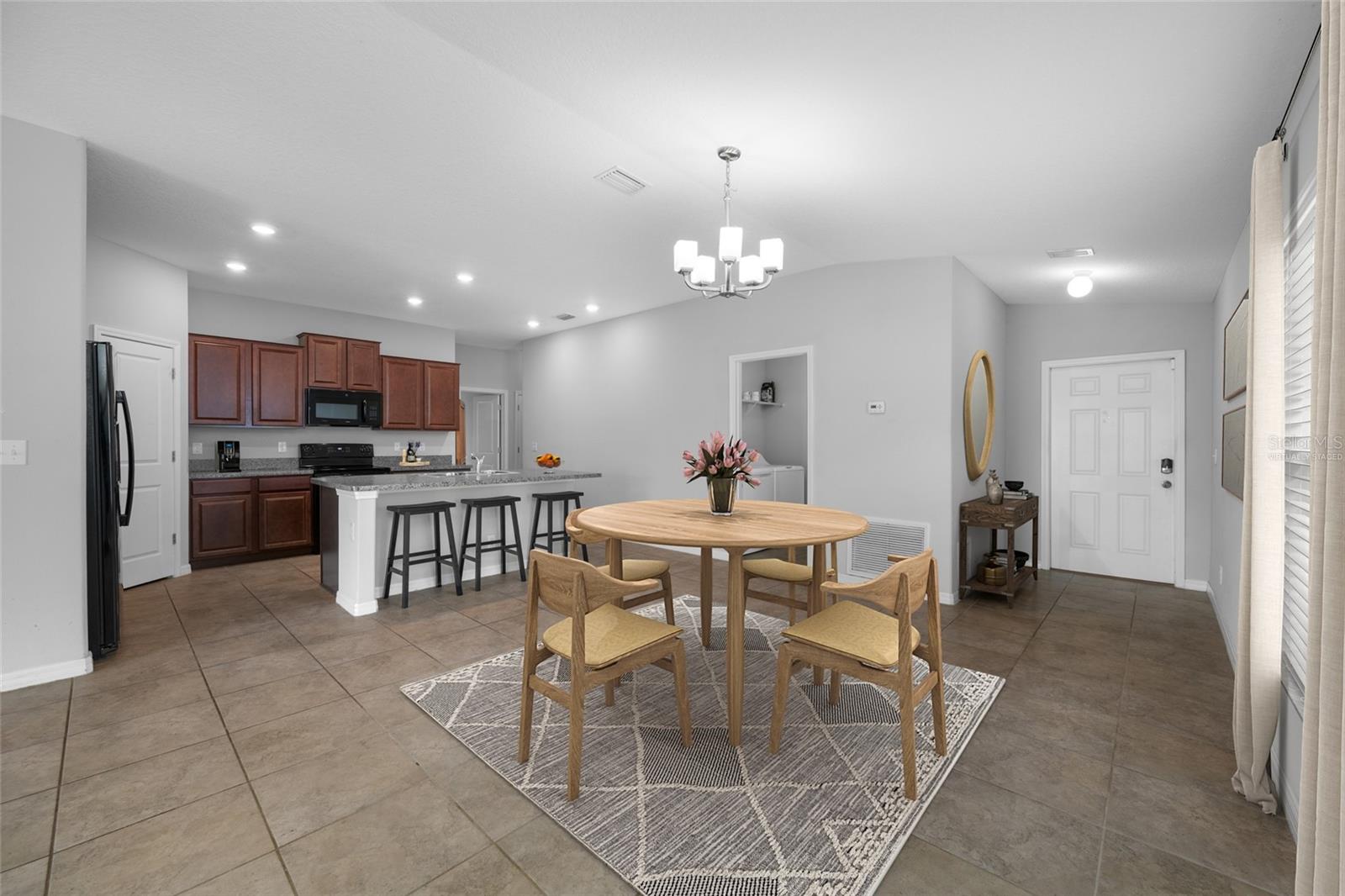 Virtually Staged Dining and Living Room