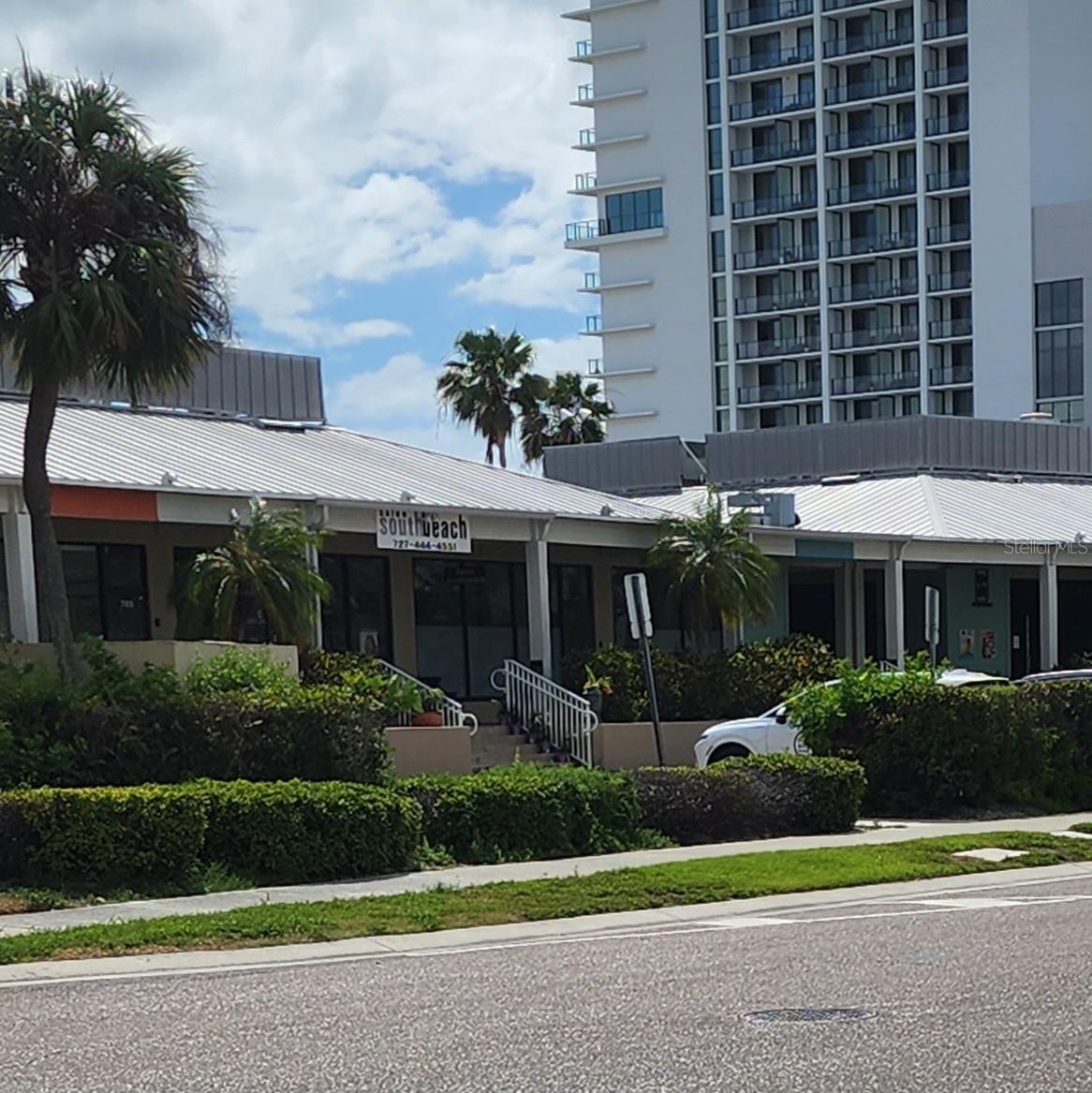 Shopping and restaurants across street