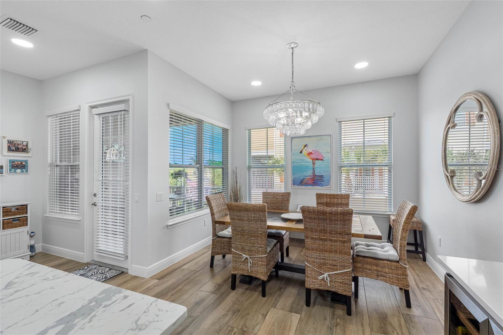 .. There is a 8 X 7 Balcony off the Dining Area. There is also a Waterfront Balcony off the Living Room on the Opposite end of Floor # 2... Garage is Floor #1..