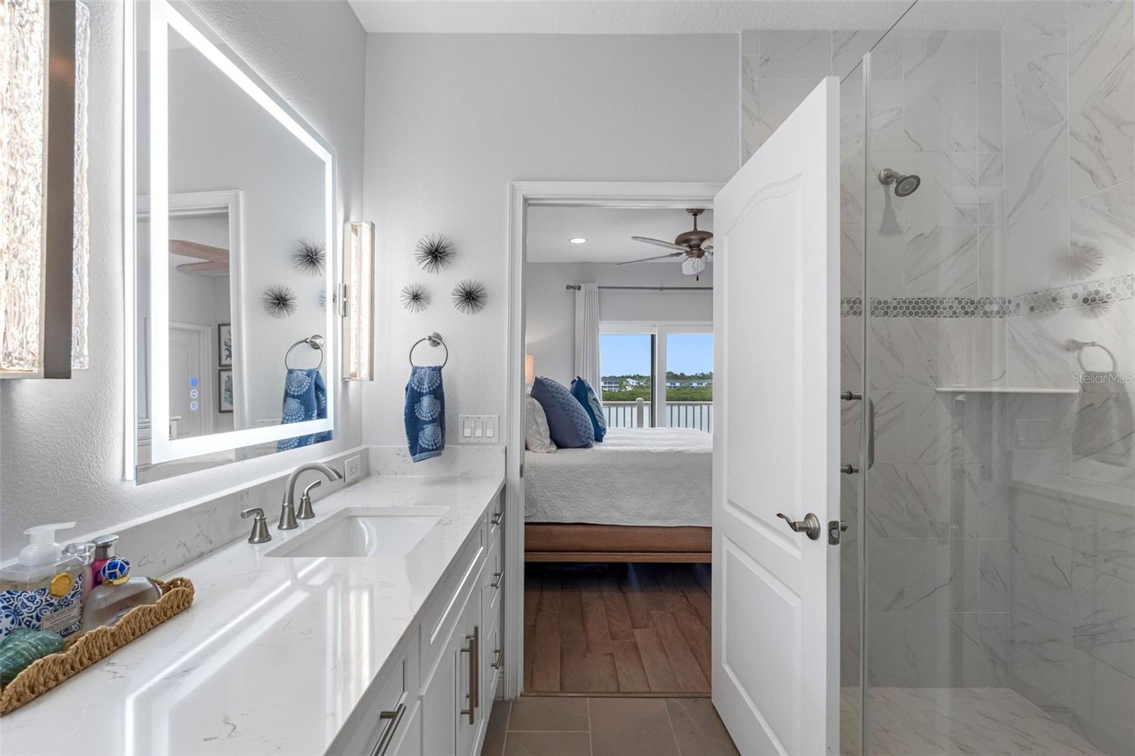 ...8.8 X 8.9 Updated Master Bath .. Walk in Shower - Double Vanirty - Privacy Room.  New Lighting..Looking Out ..Townhome is in Immaculate shape.