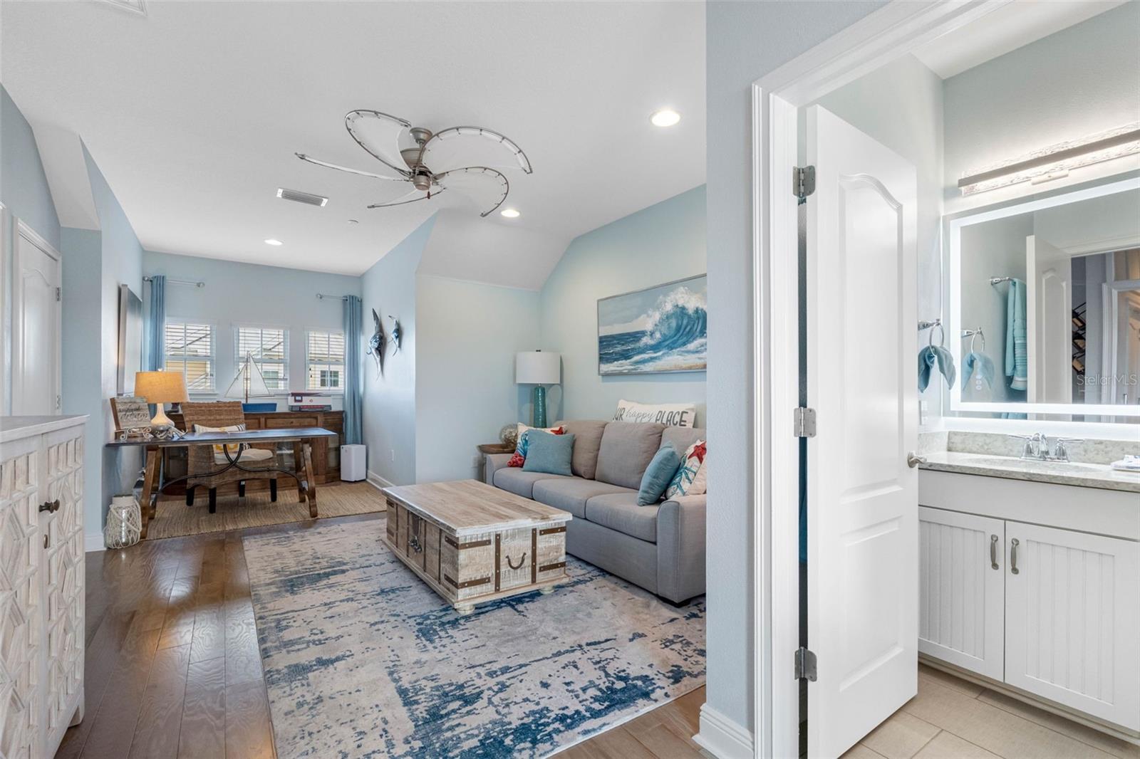 ... Nice shot of 4th Level  Upper Floor. A Perfect Home Office..Looking In From Balcony. Bathroom on Right.
