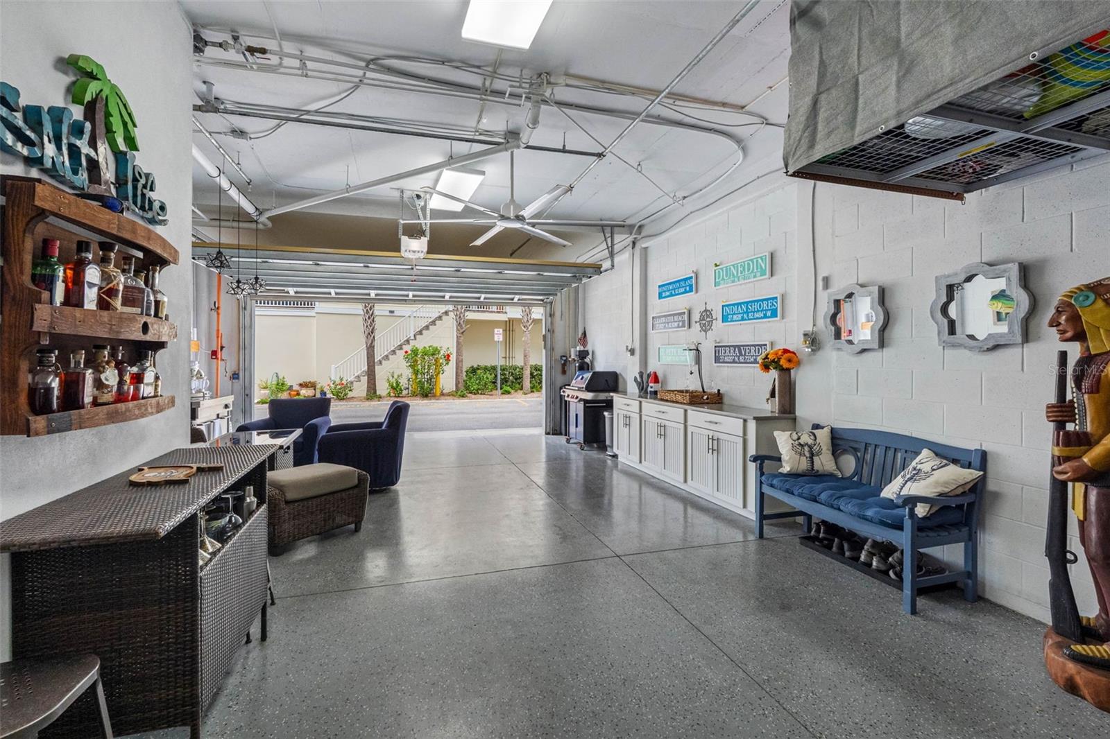 ... Ceilking Loft Storage Rack on Rigth in Photo. Quartz Top Buffet Cabinets & Additional Quartz Top 4 Door Cabinet