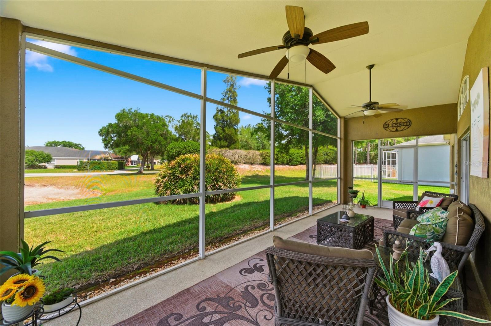 Screened lanai. The main roof goes over the lanai.