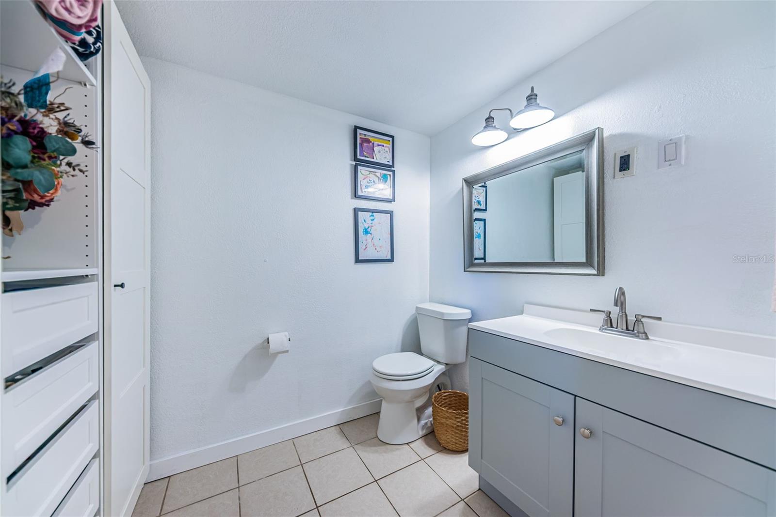 Second bathroom with upgrades and added storage