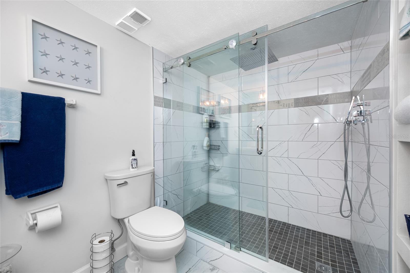 Walk-in shower in primary ensuite