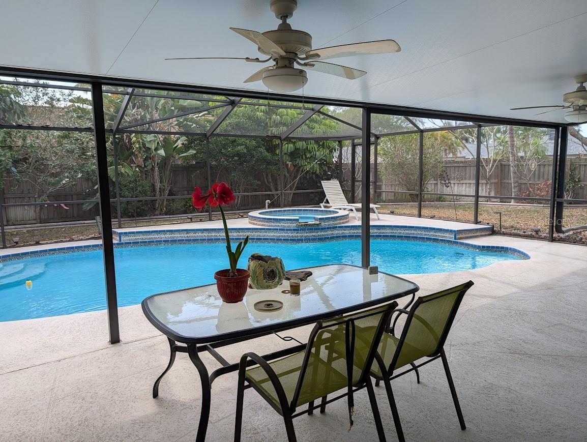 Pool and spa are heated with solar and gas