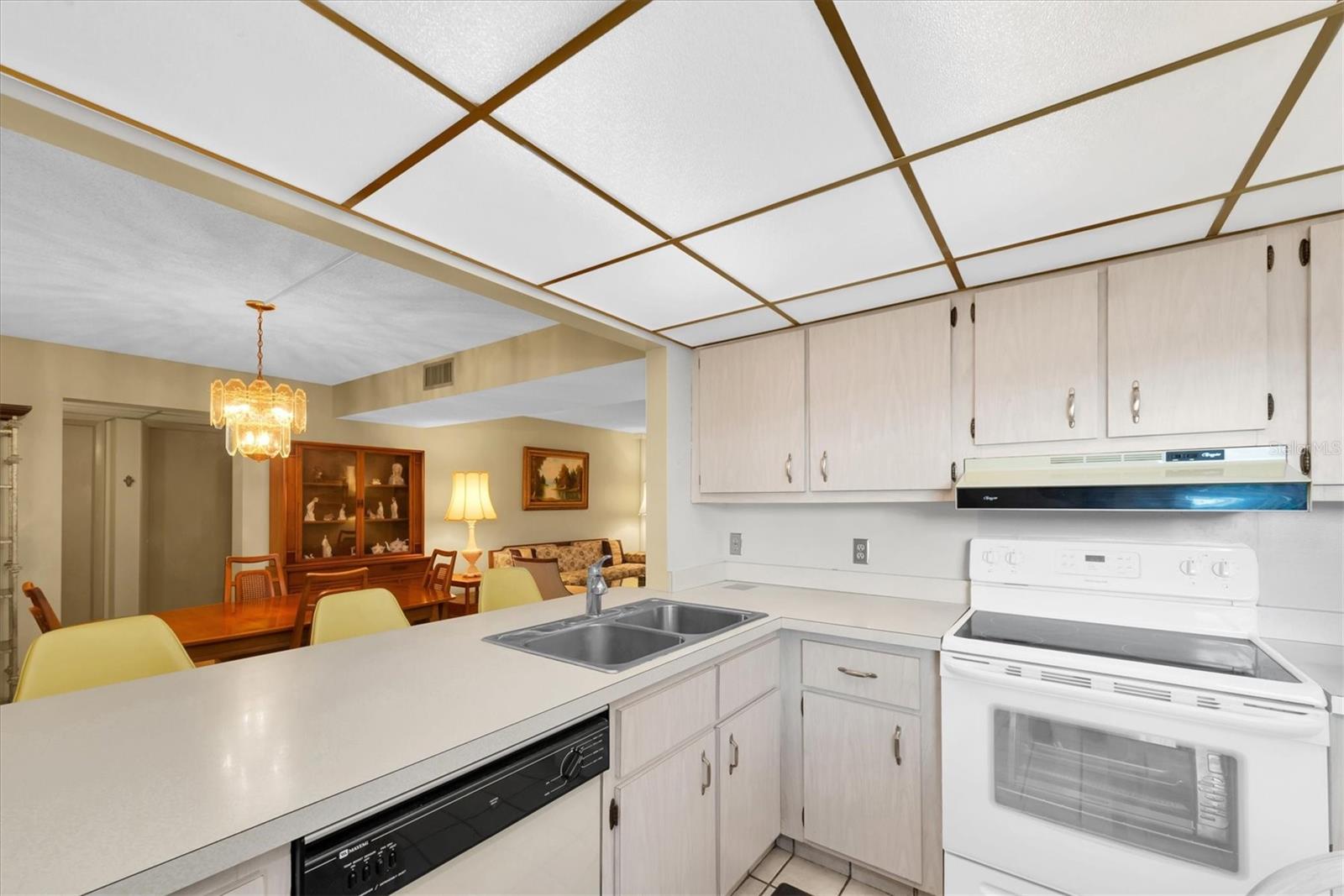 Kitchen looking out to the Dining Room and partially the Living Room