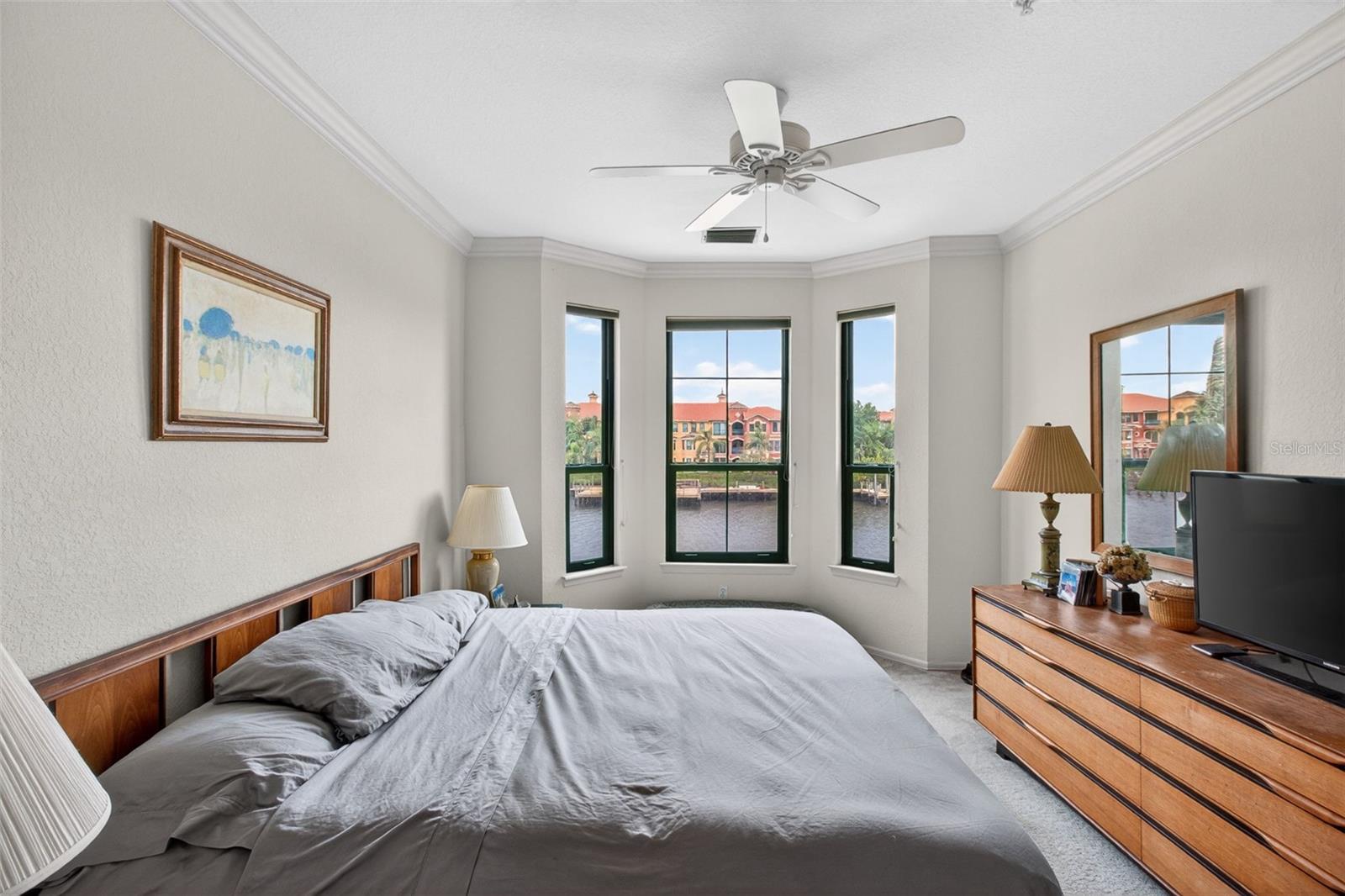 Water views from downstairs primary bedroom