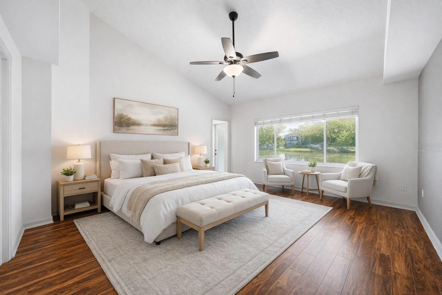 Primary Bedroom is a dream."Virtually Staged"