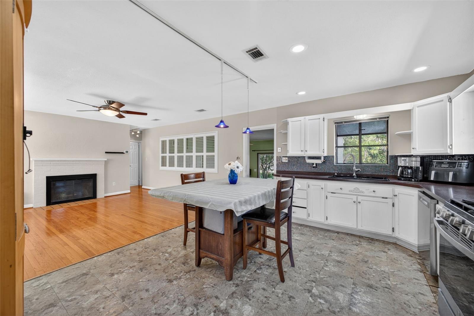 The kitchen is large enough for family gatherings