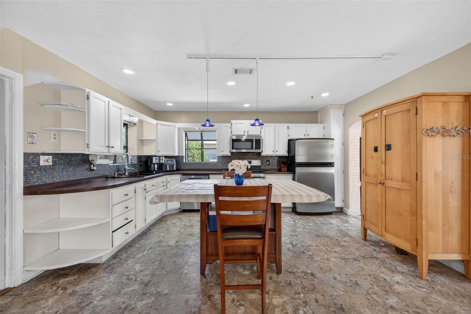 The kitchen is large and open