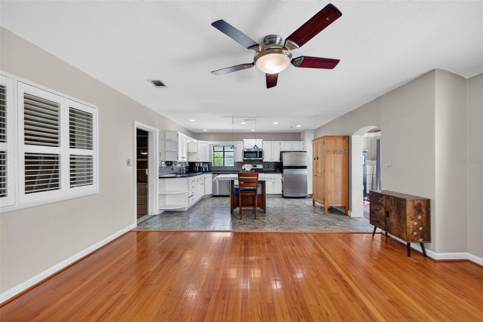 Open layout connecting living and dining areas for easy living