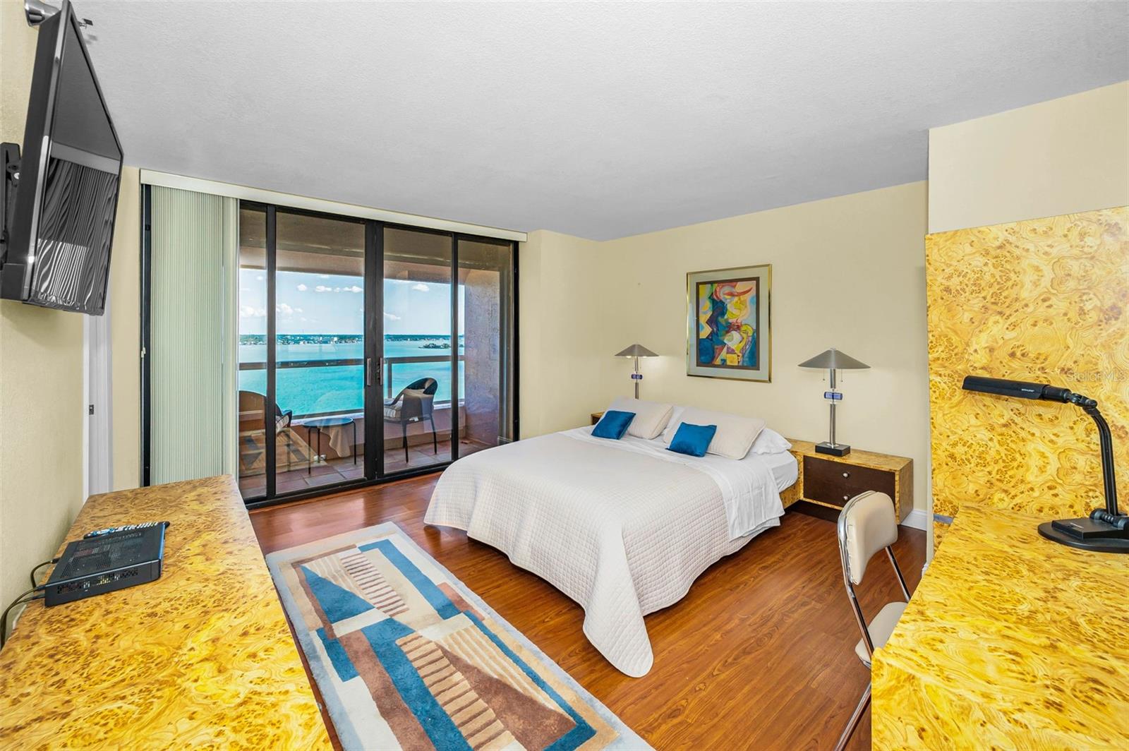 2nd Bedroom with Terrace Access & Aquamarine Seascape Panorama!