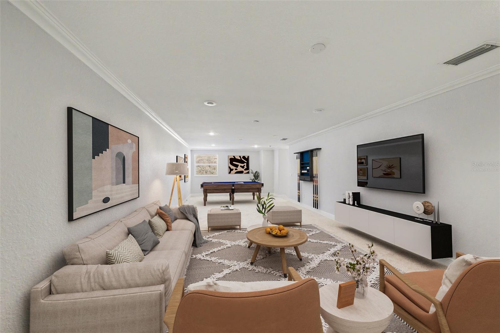 Virtually staged - Upstairs family/games room