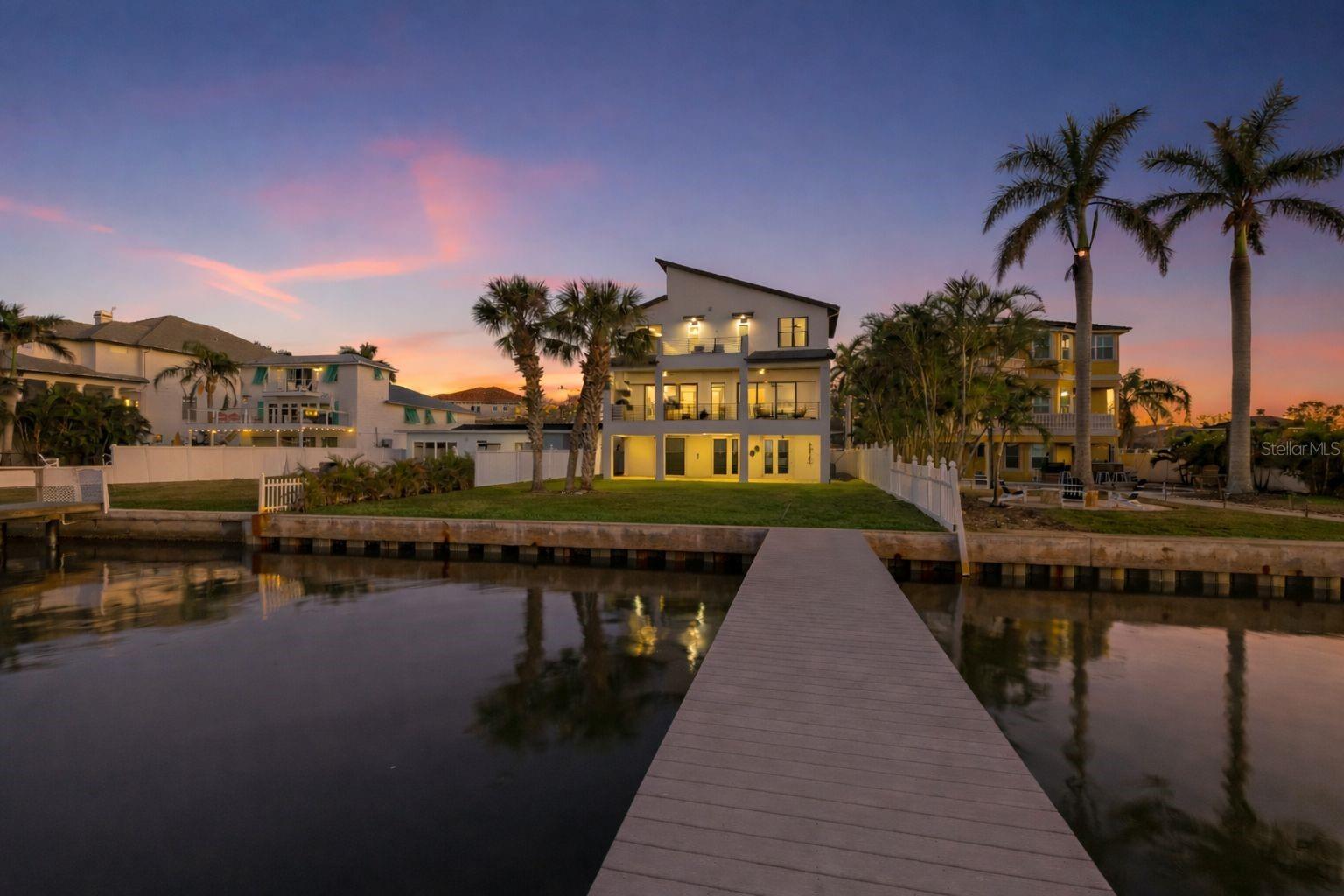Night view of backyard