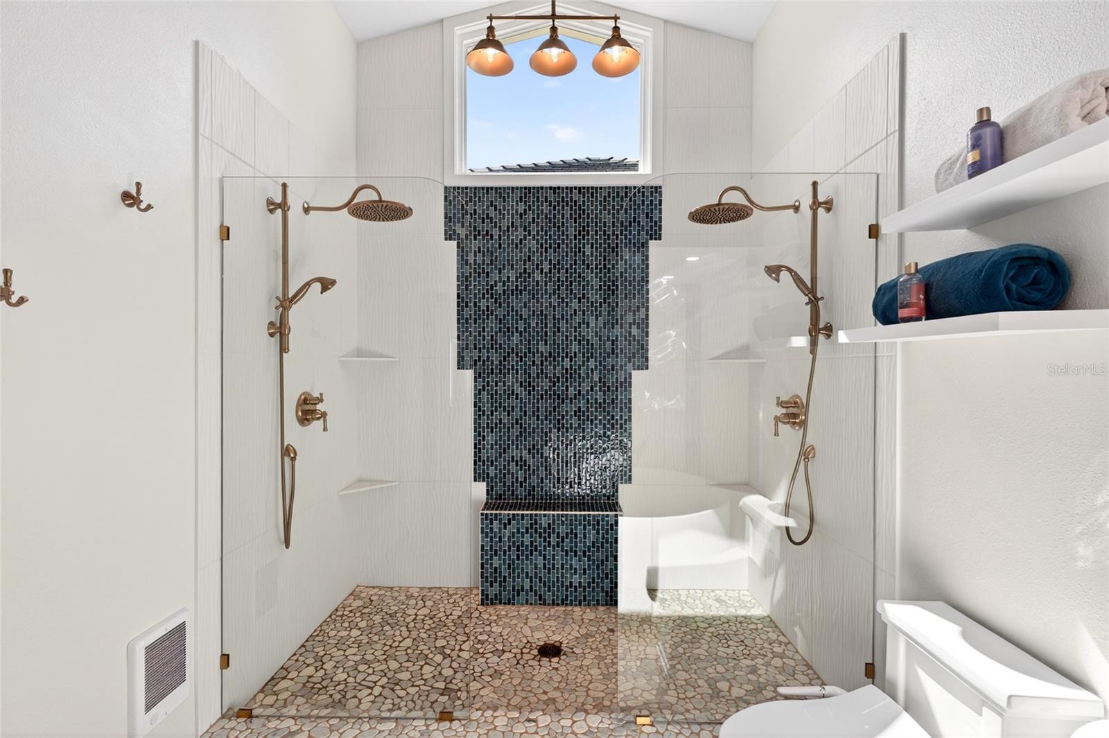 Dual head rain head shower