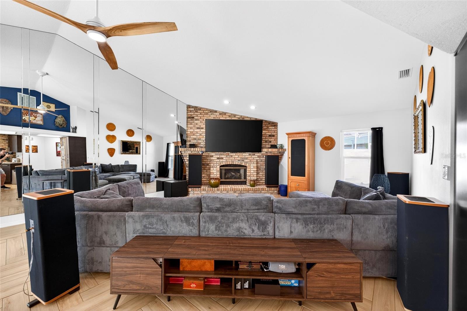 Family room with gas fireplace