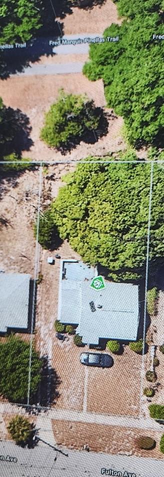 PICTURE SHOWS THE PINELAS TRAIL BEHIND HOUSE.  UNDER MANGO TREE IS THE CEMENT SLQB WHERE THE DELO GARAGE WAS THERE BEFORE 14FT WIDE BY 24FT DEEP