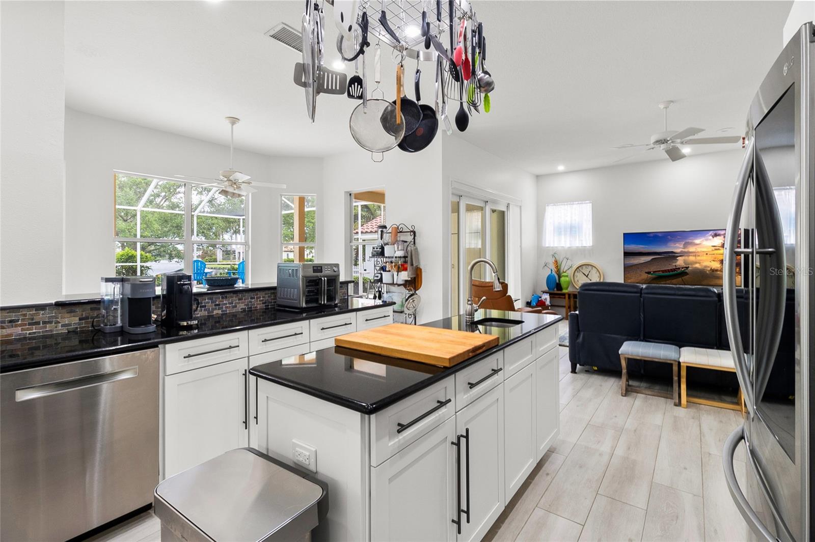 Large kitchen adjoins the breakfast room and family room.
