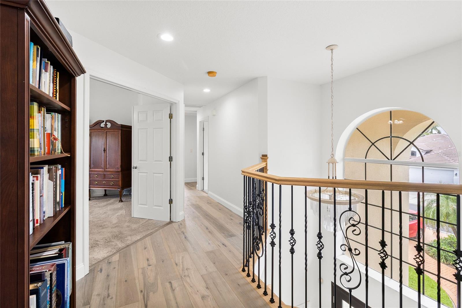 Upstairs has 4 bedrooms and 2 baths