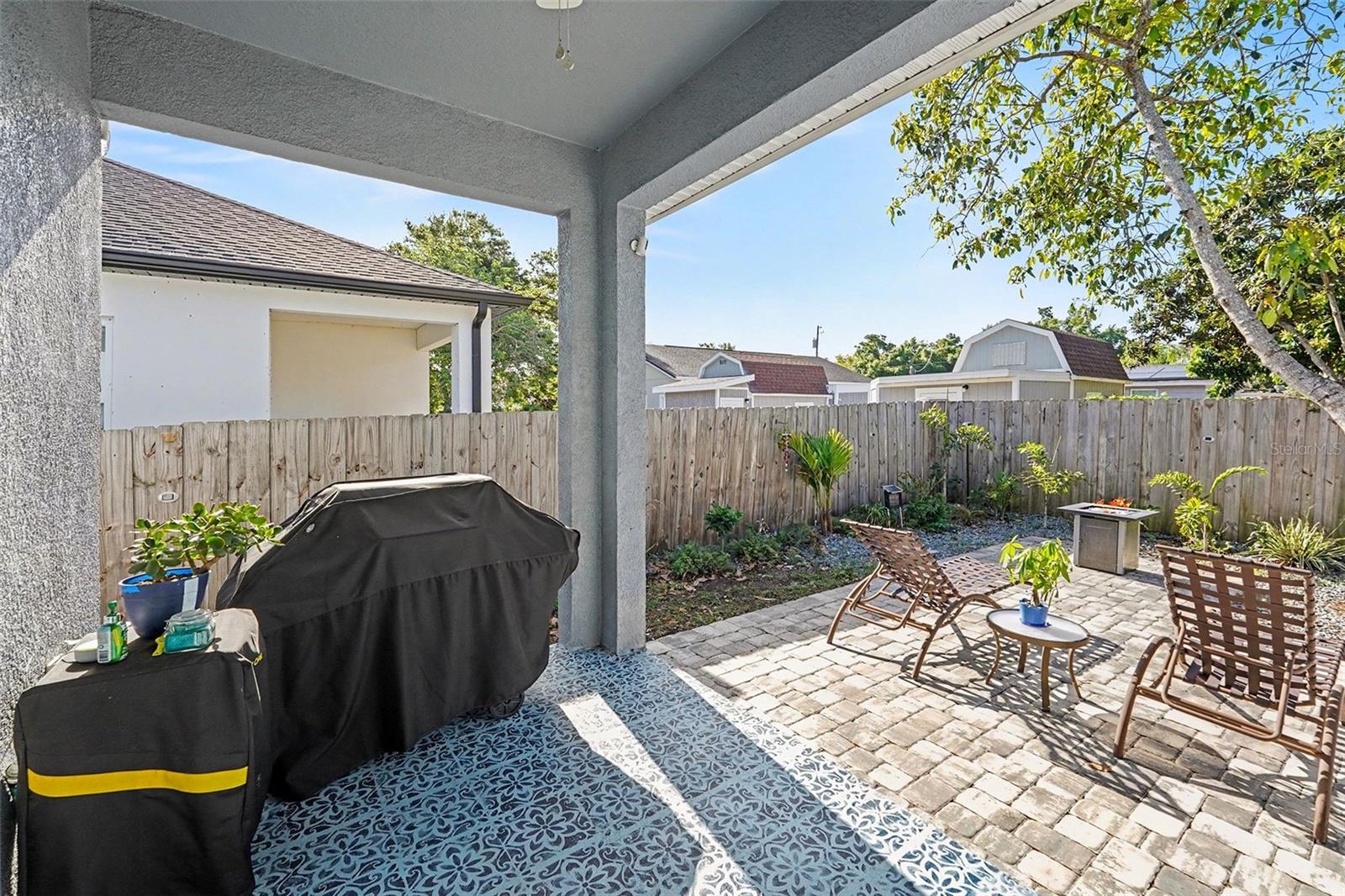 covered patio in backyard