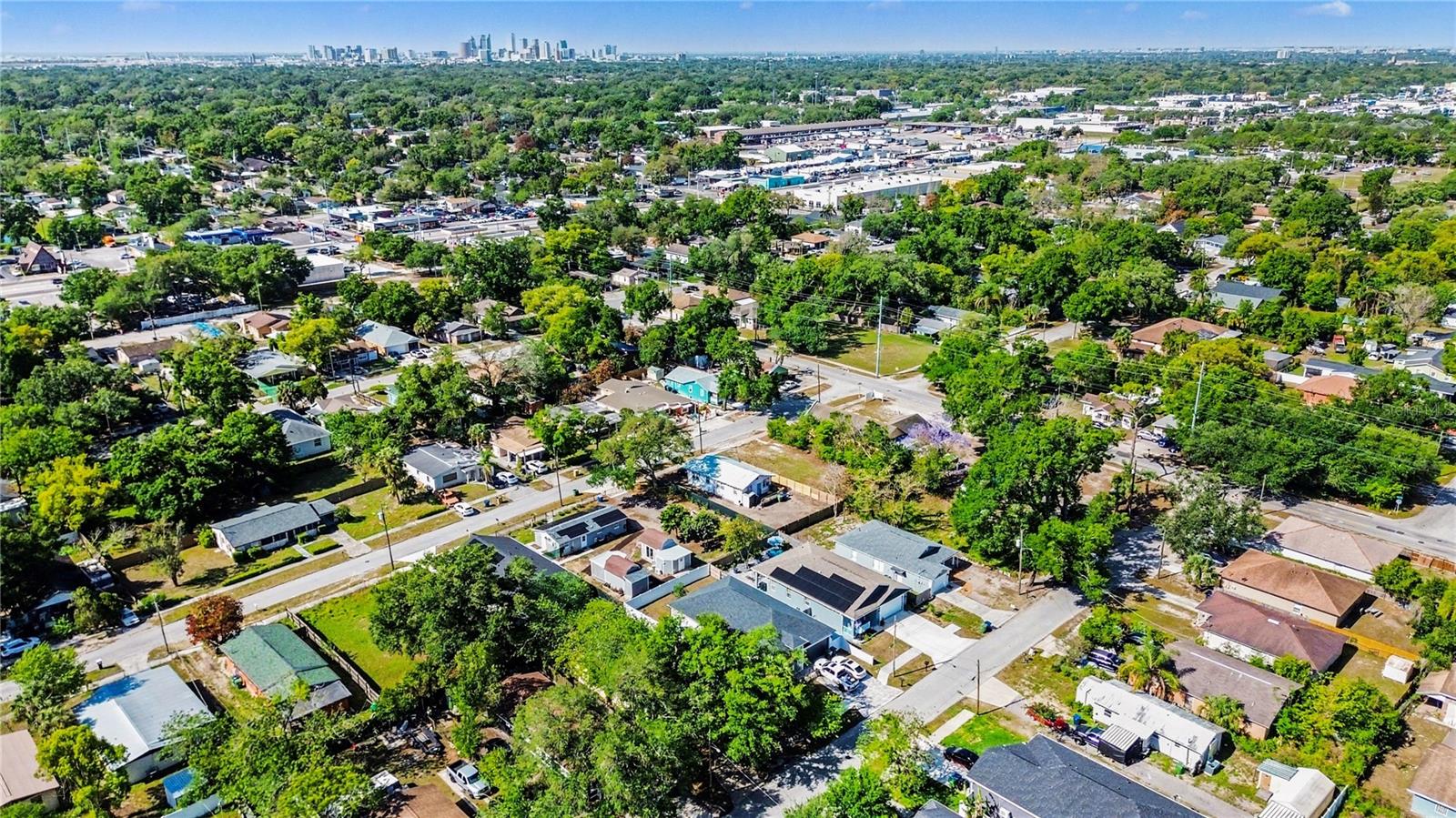 aerial view south showing distance from downtown