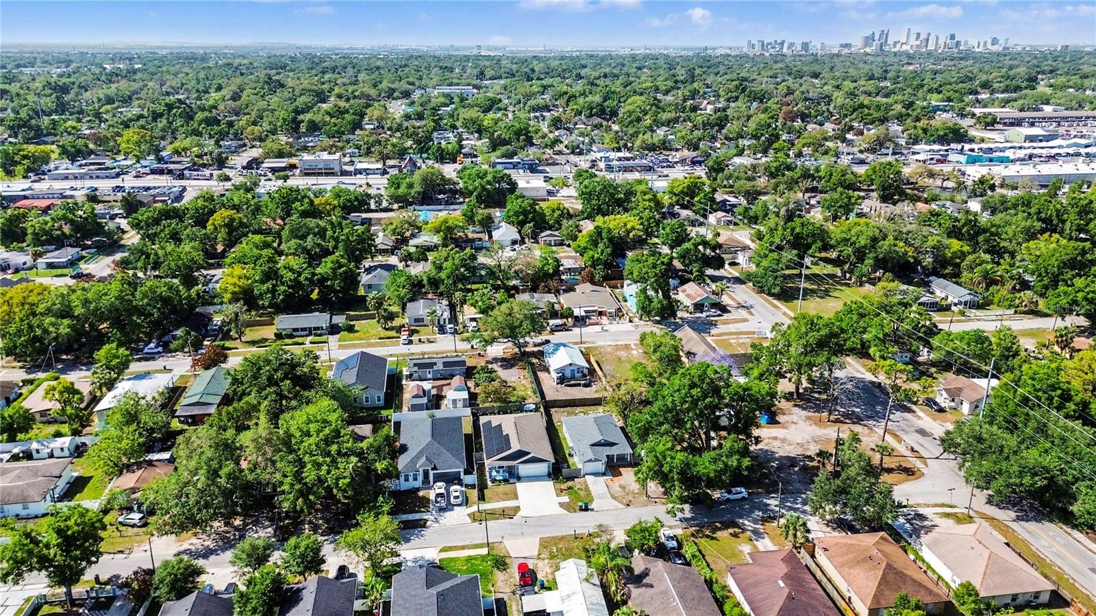 aerial view south showing downtown