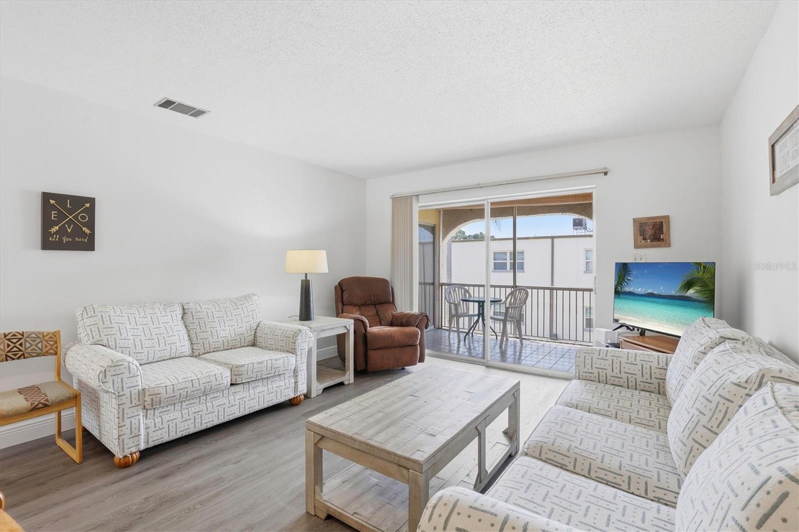 Living room over looking Balcony