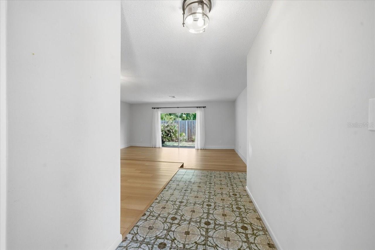 Front entryway with retro tile