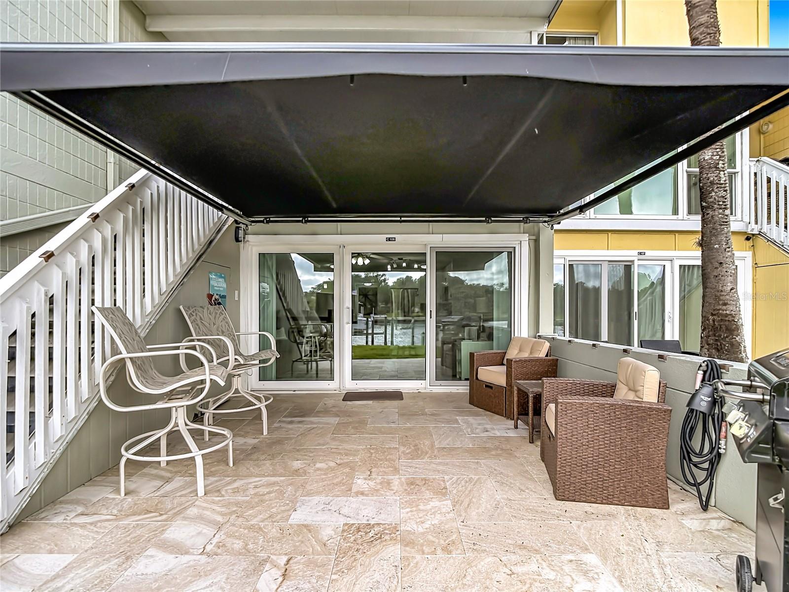 New retractable motorized awning.