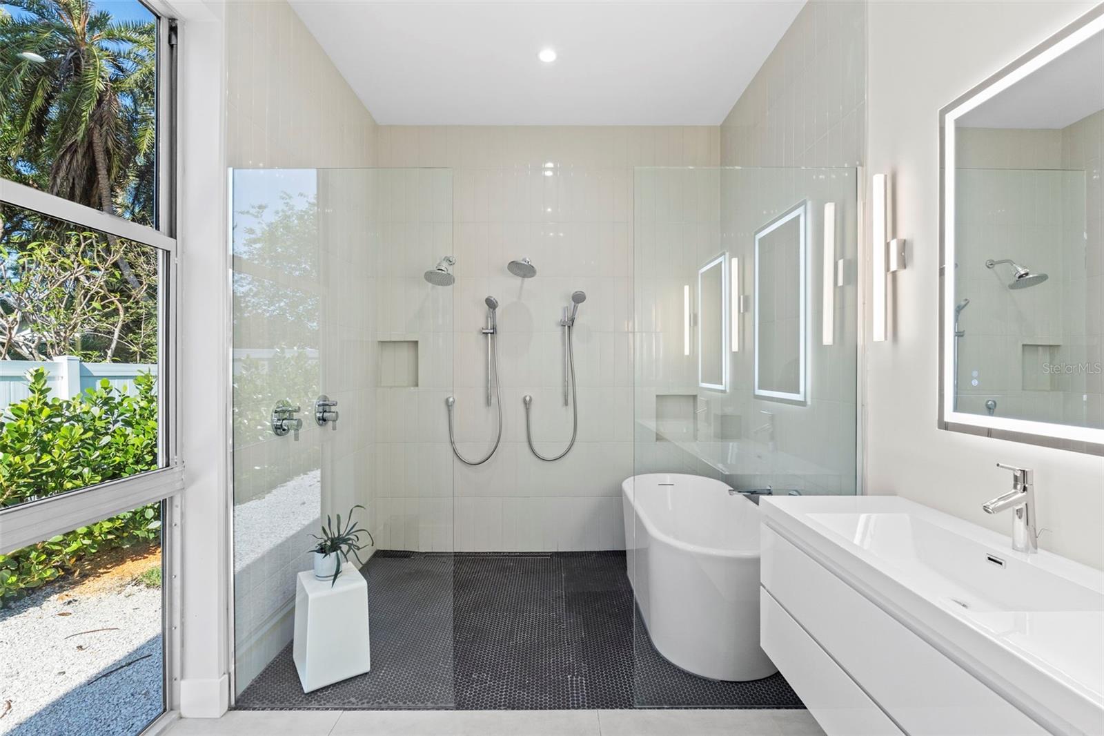 Wet Room with Double Shower and Soaking Tub