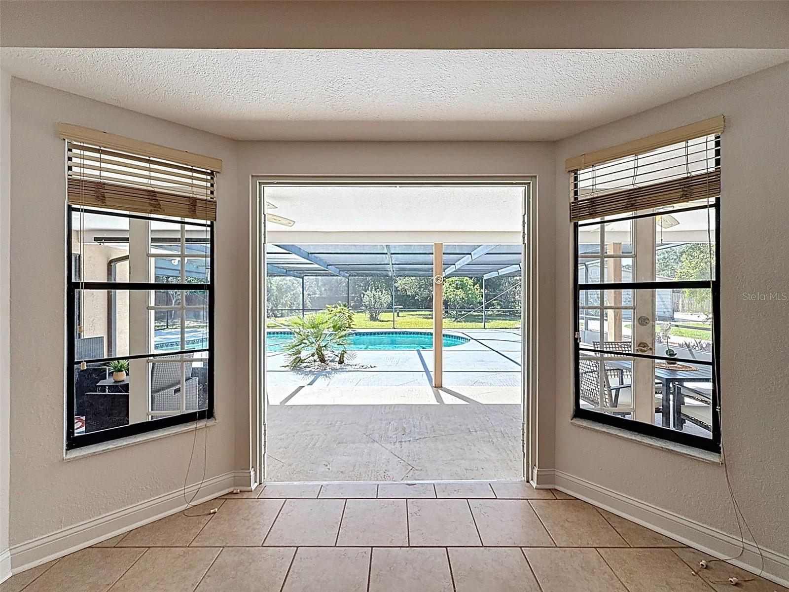 French doors from Kitchen to Pool area