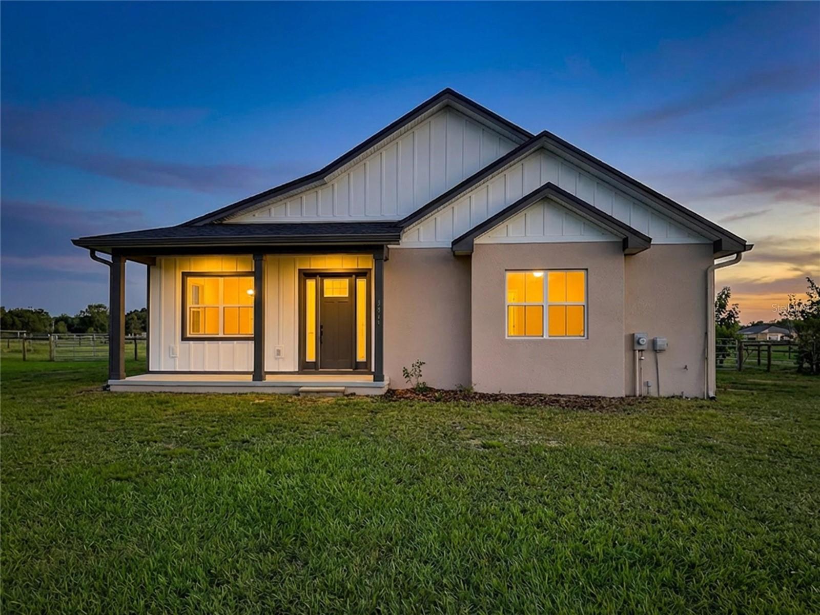 Evening view front elevation