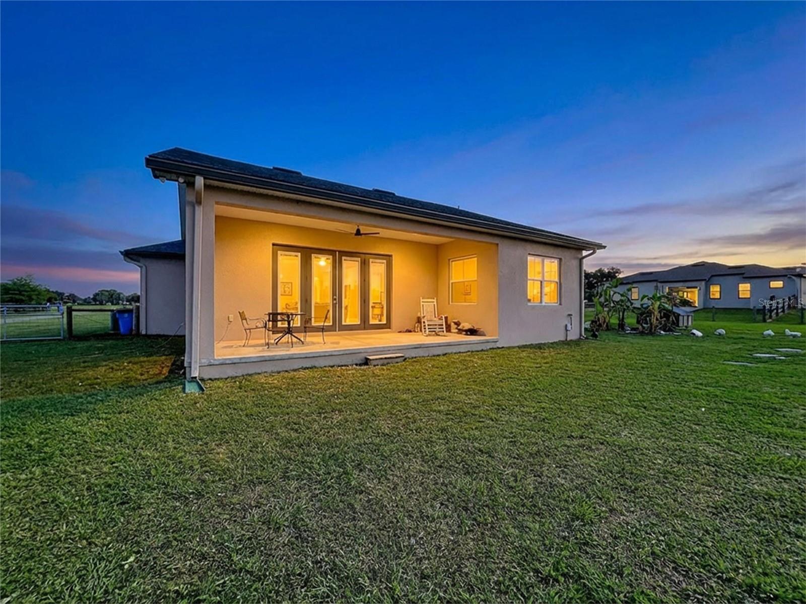 Evening view of back porch
