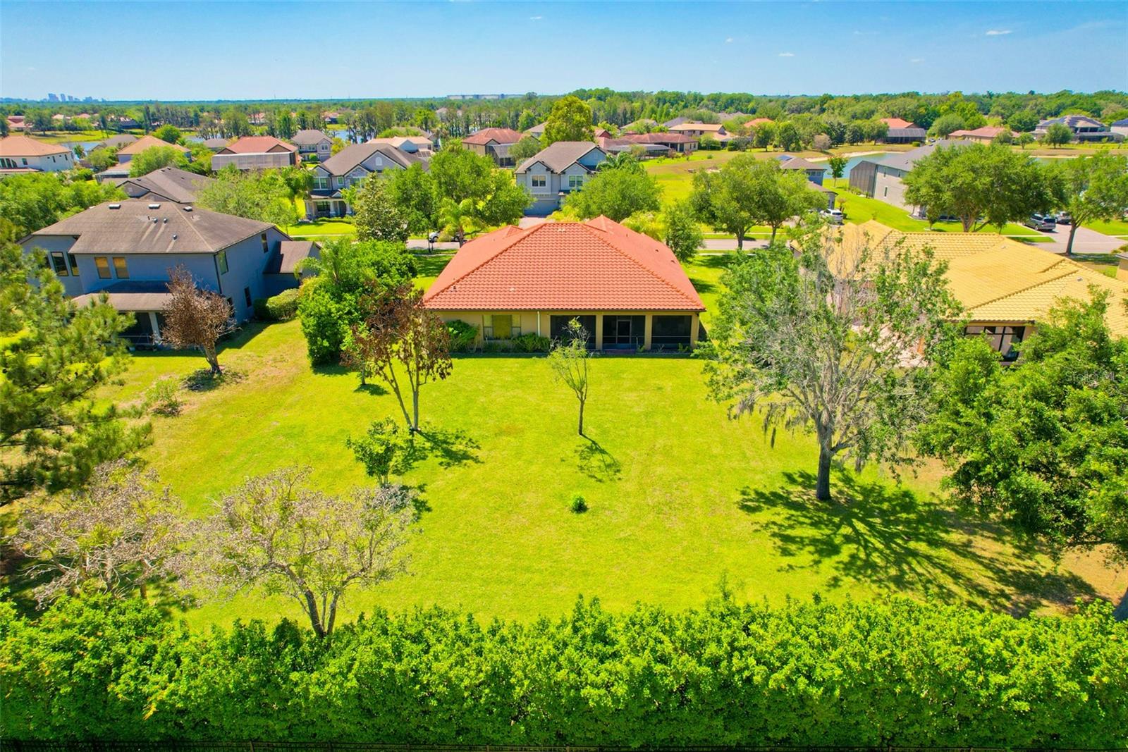 Aerial view of back yard and neighboring homes in Toulon.