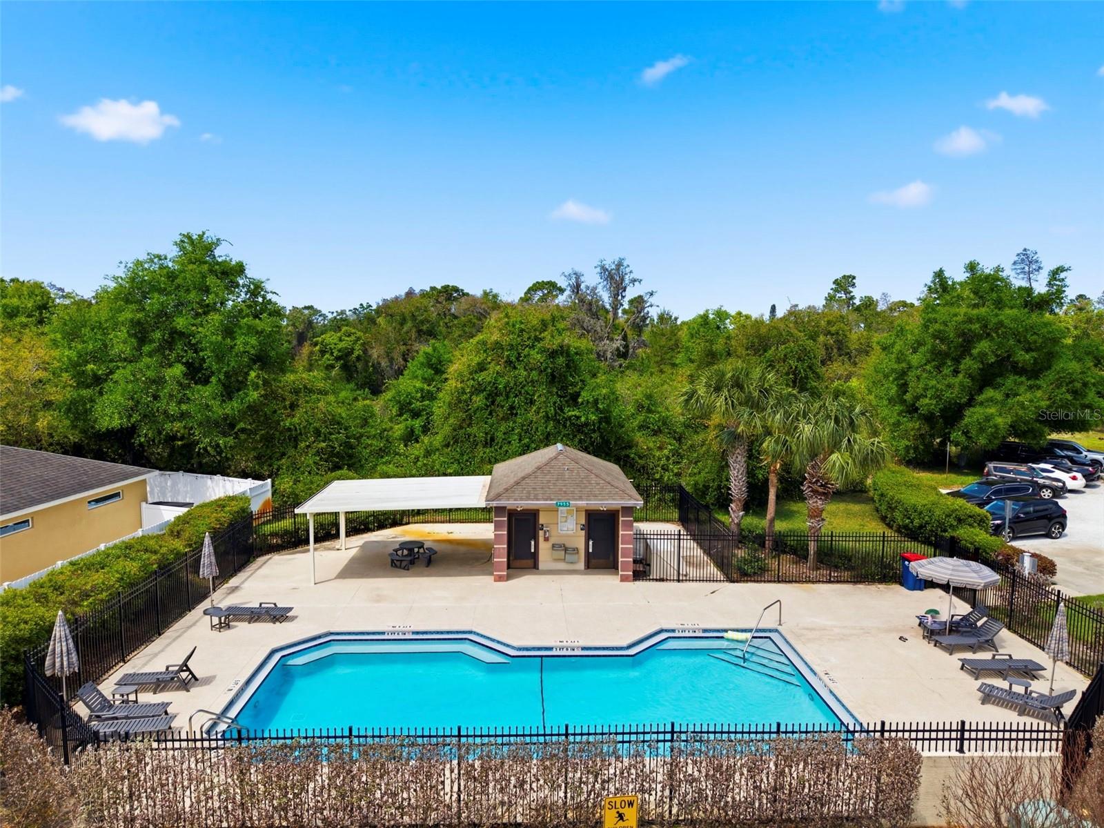 Community pool and restrooms.
