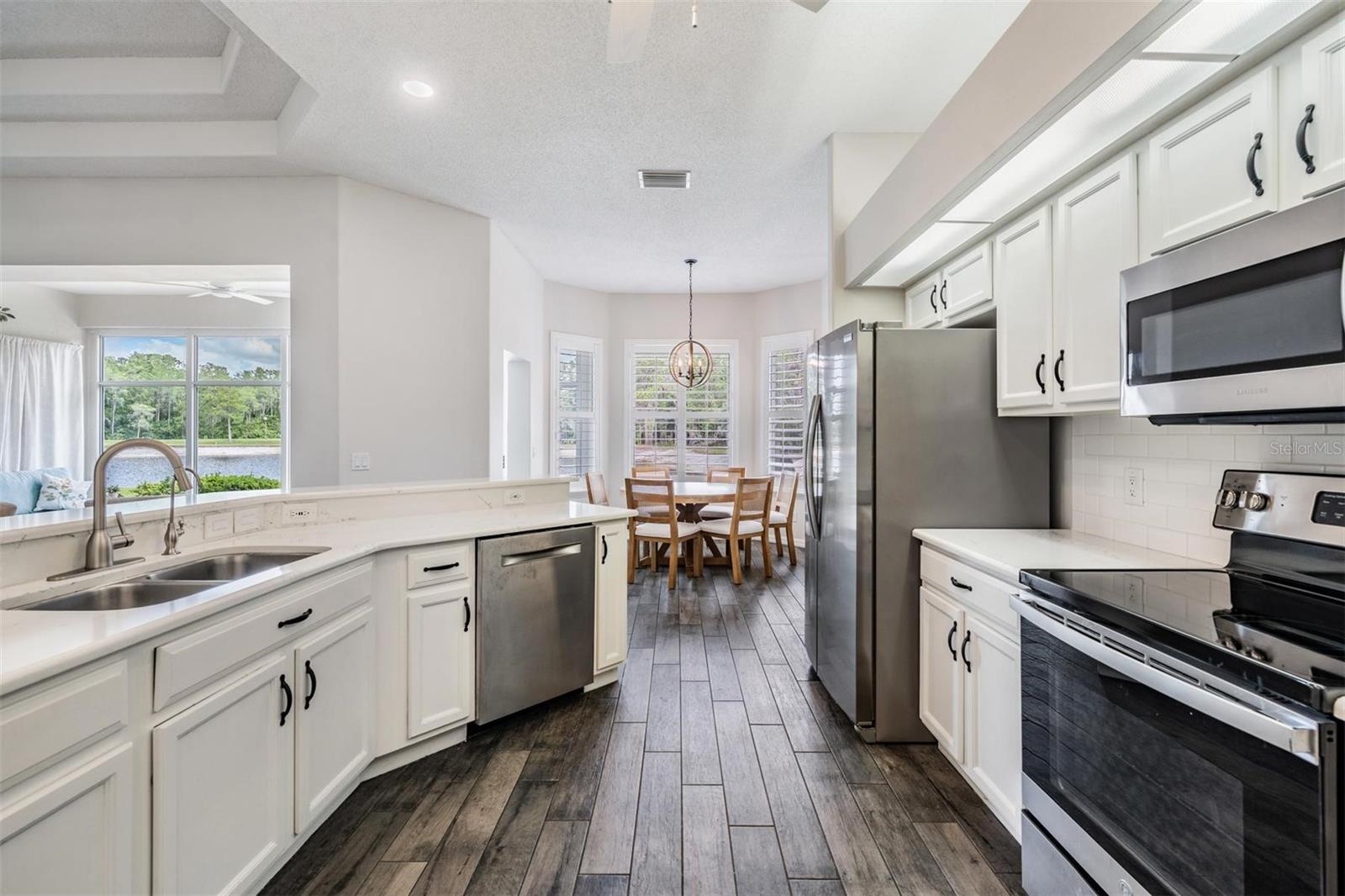 View of sunny breakfast nook