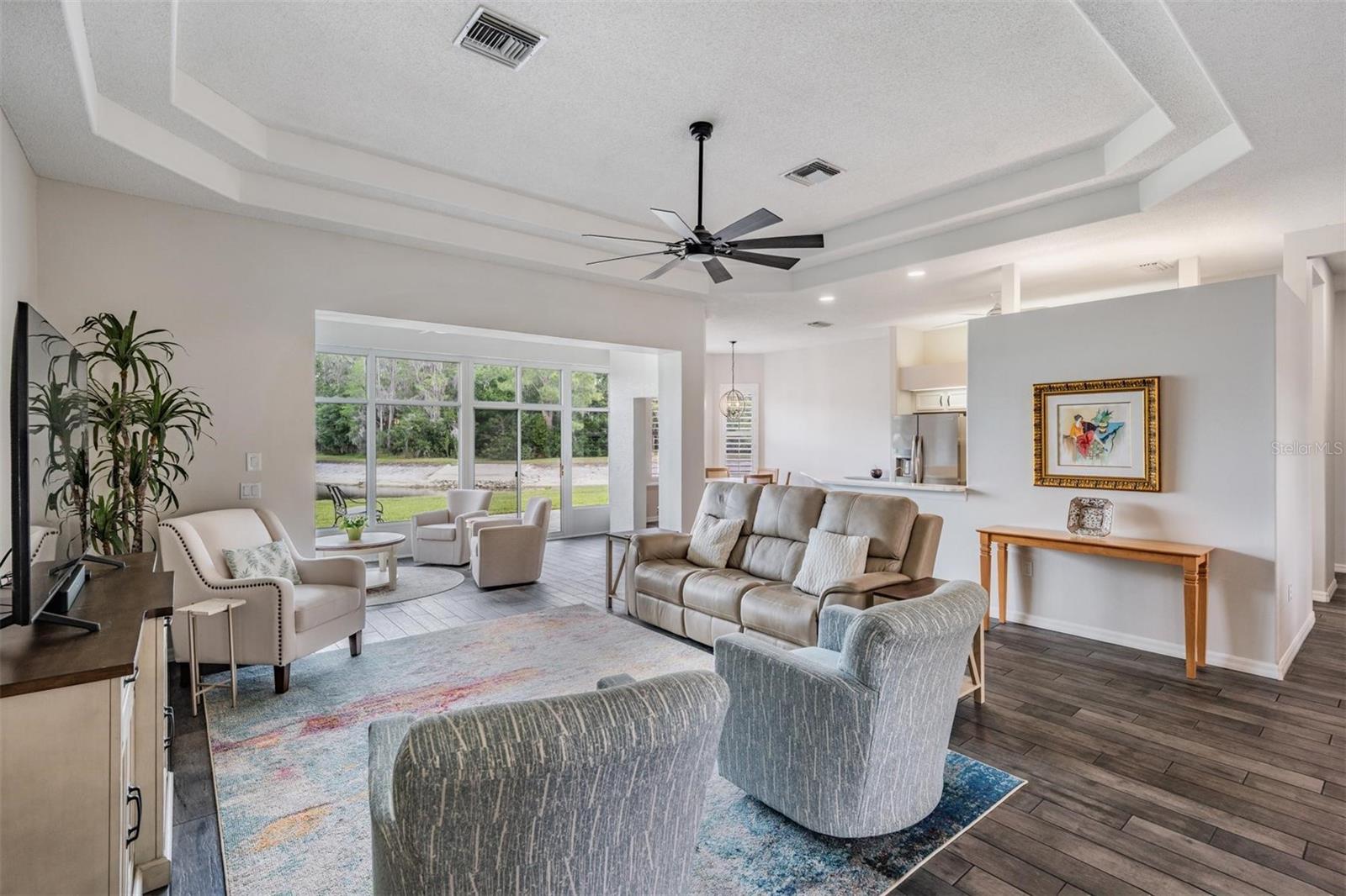 Great room with pond view