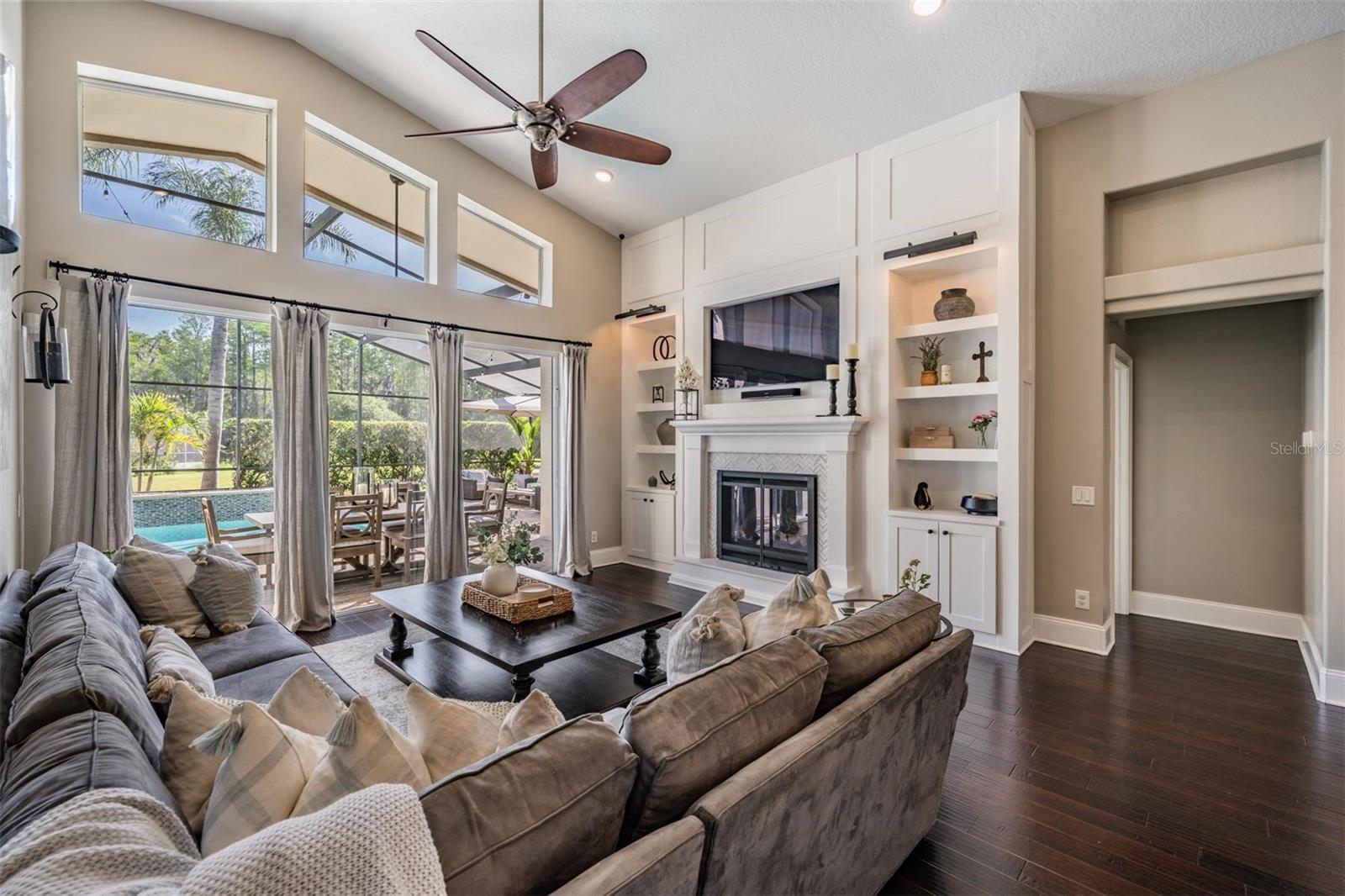 Cozy living room with lanai view
