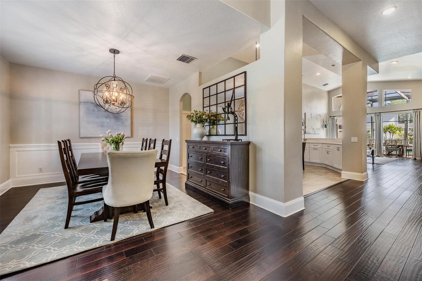 Dining room adjoins kitchen for easy entertaining