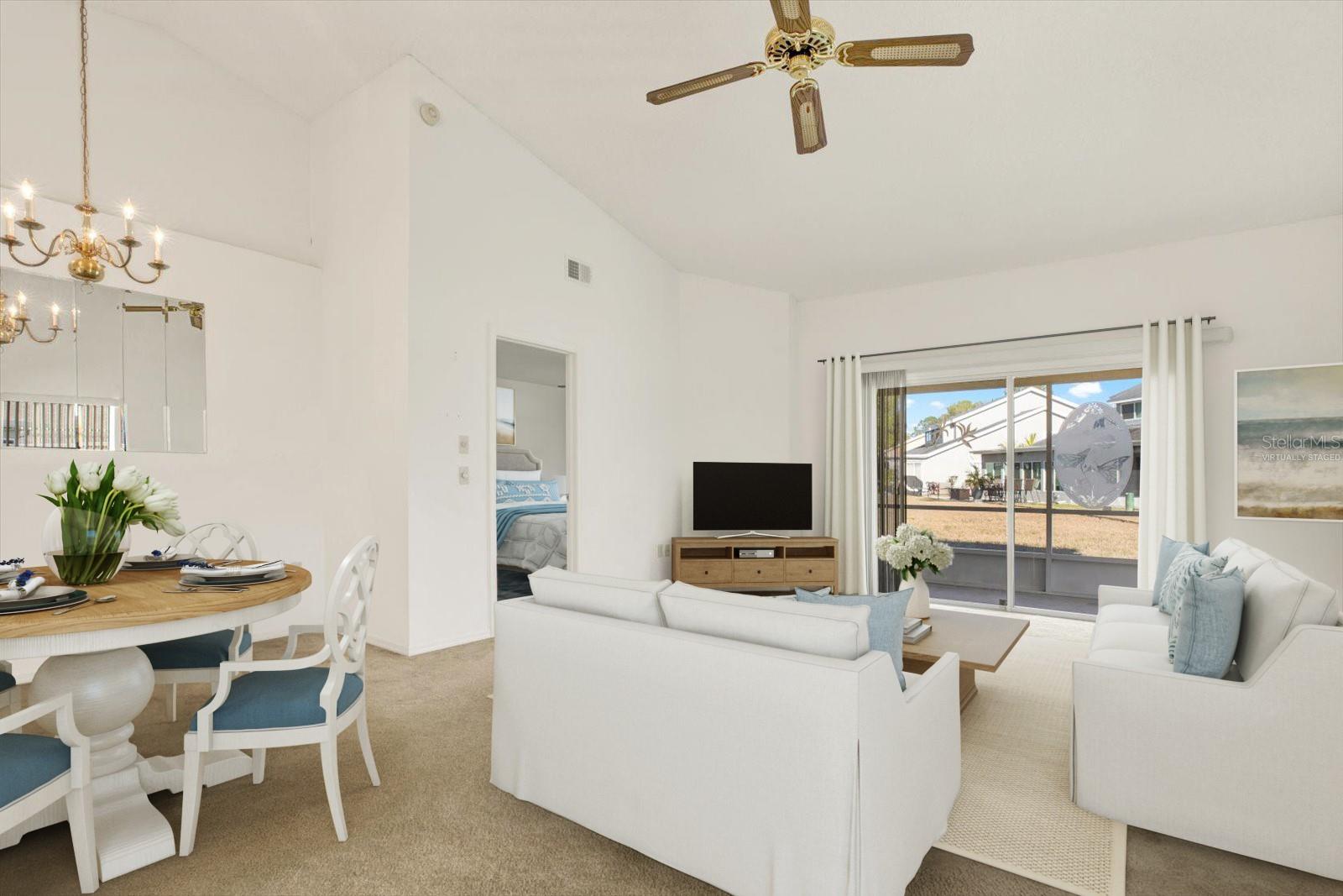 Virtually Staged Family Room/Dining Room