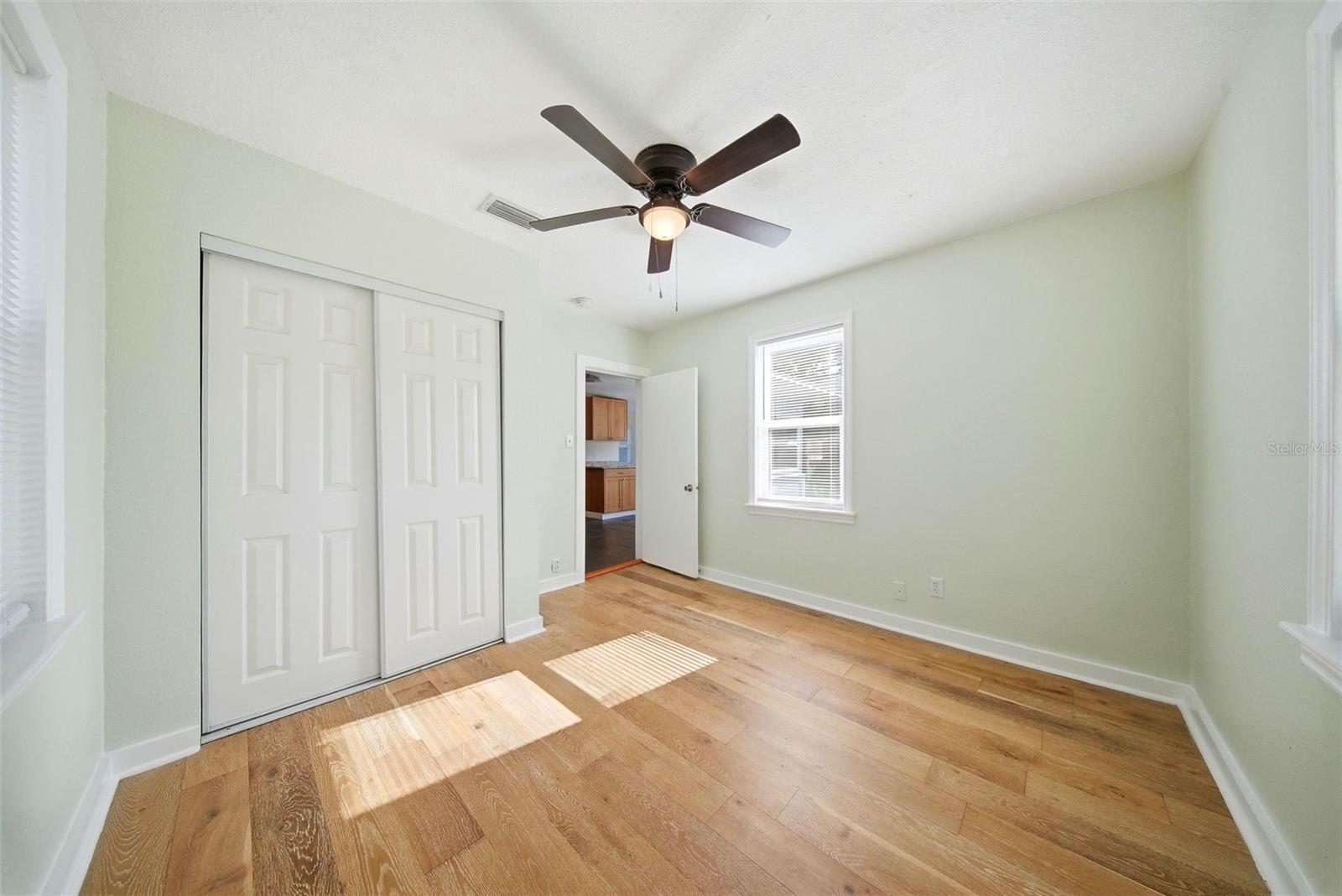 Backyard with detached garage